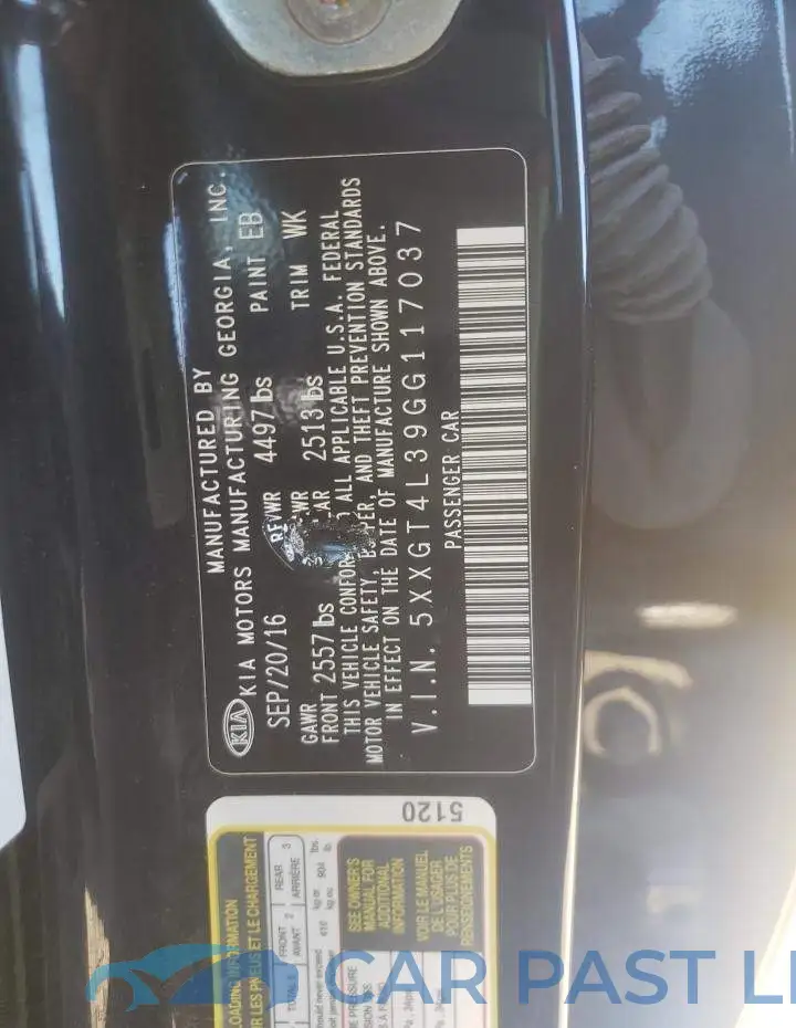 5XXGT4L39GG117037# 10