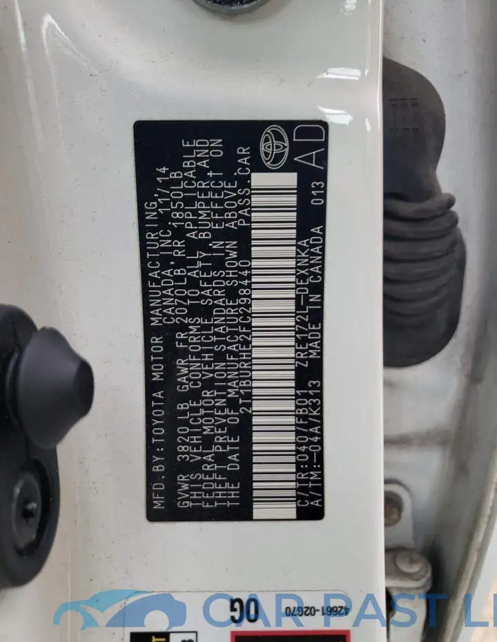 2T1BURHE2FC298440# 13