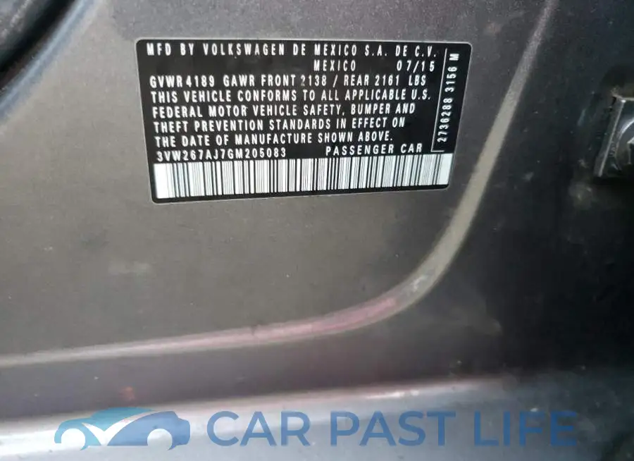3VW267AJ7GM205083# 10