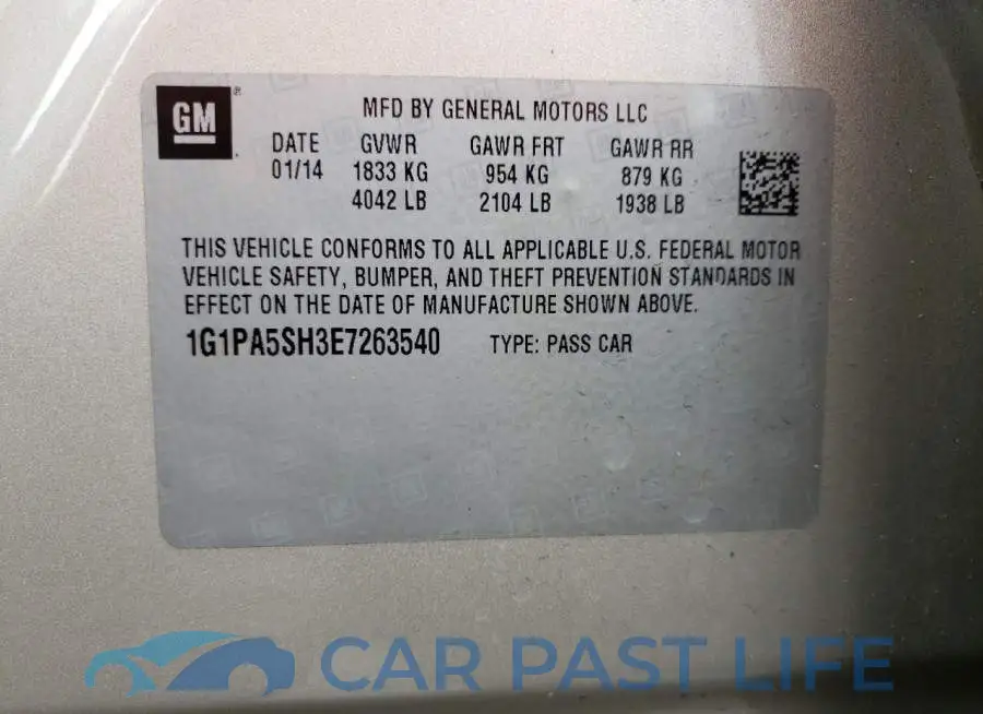 1G1PA5SH3E7263540# 12