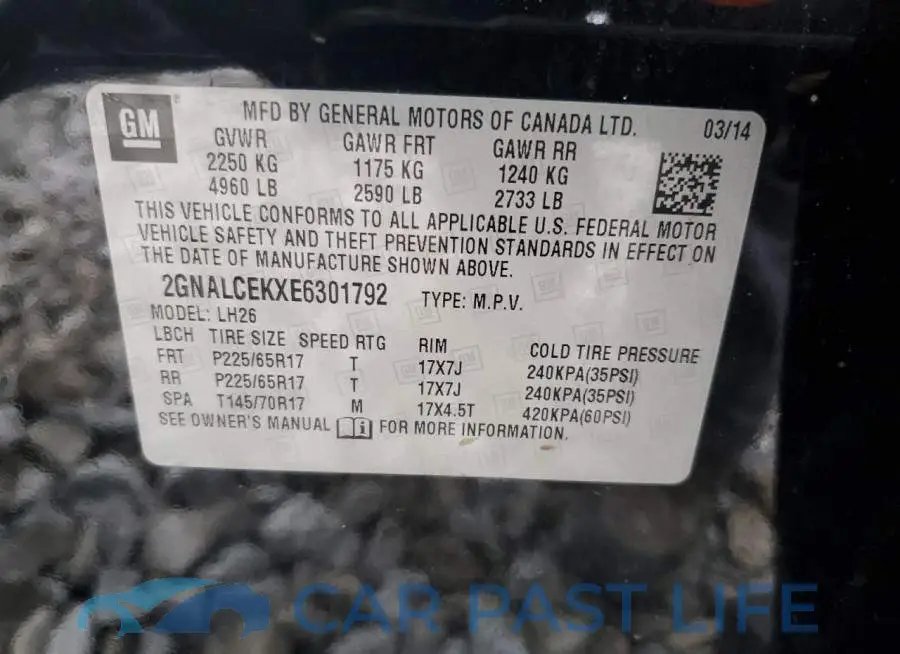 2GNALCEKXE6301792# 13