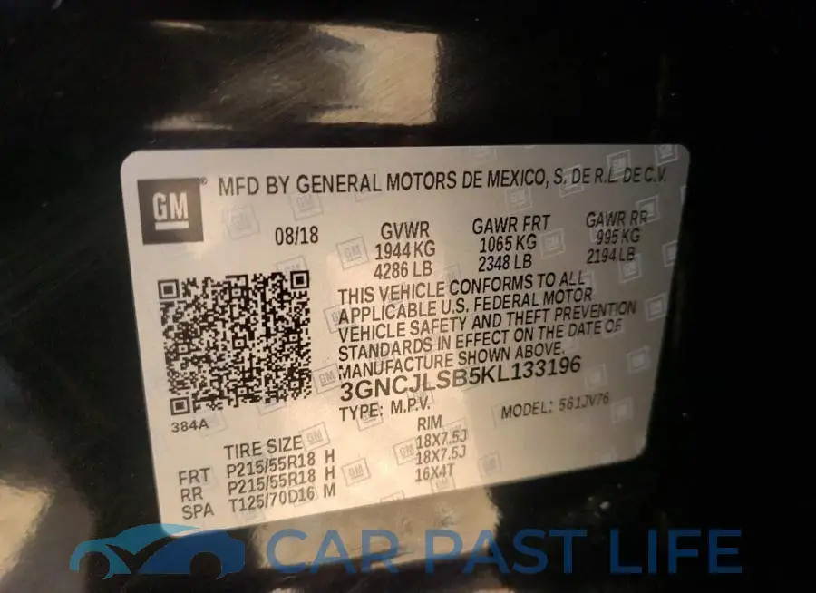 3GNCJLSB5KL133196# 10