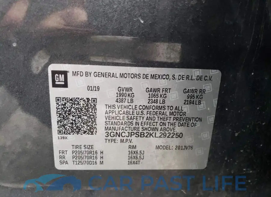 3GNCJPSB2KL292250# 12