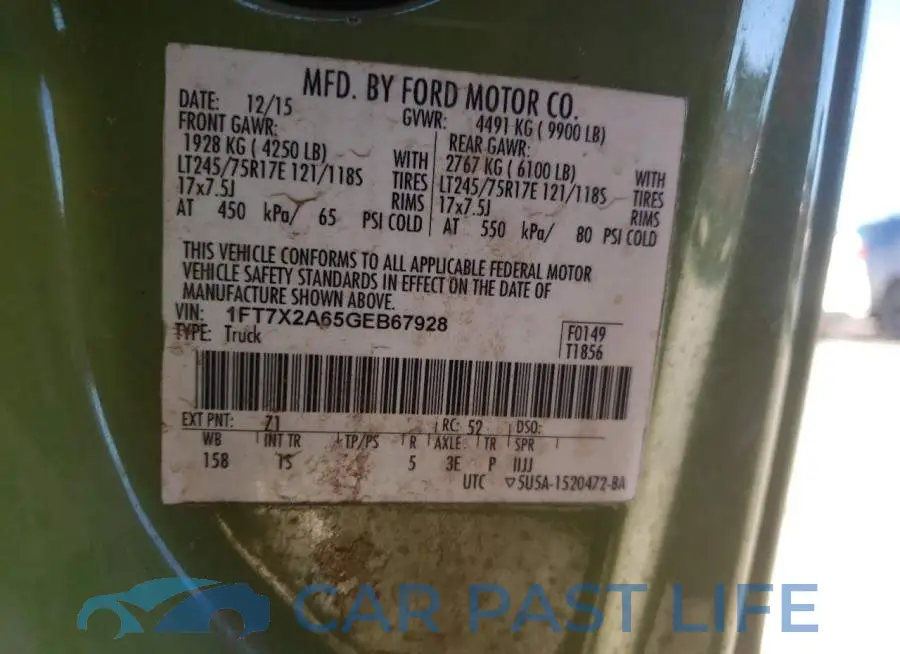 1FT7X2A65GEB67928# 12
