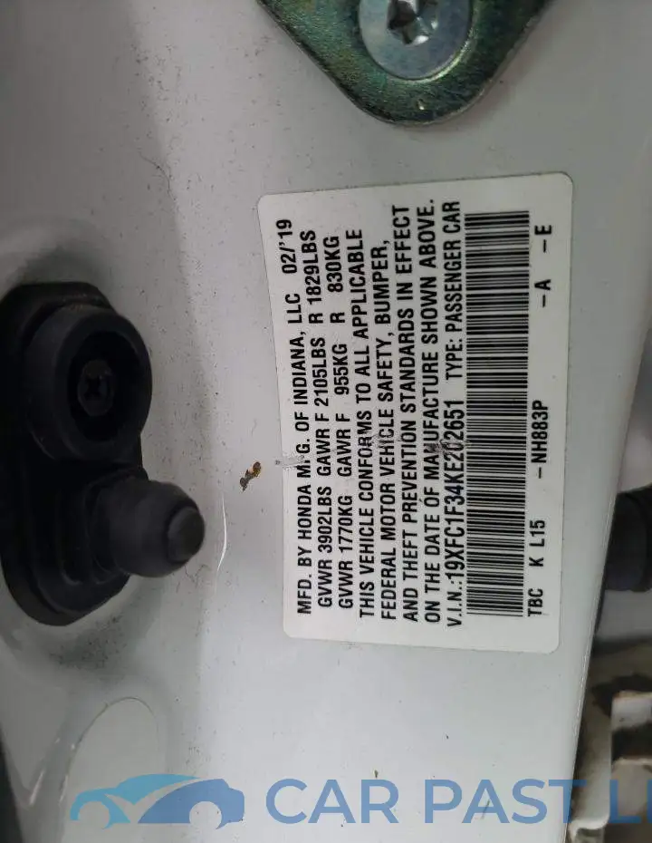19XFC1F34KE202651# 13