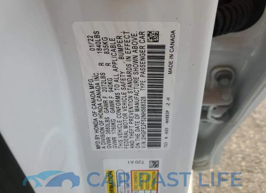 2HGFE2F52NH568328# 12
