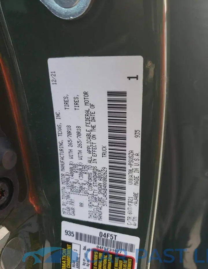5TFLA5AB4NX002629# 13