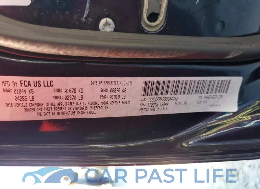 1C3CDFBA2GD604702# 10