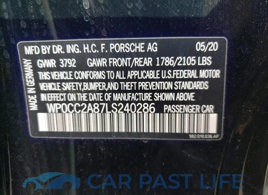 WP0CC2A87LS240286# 12