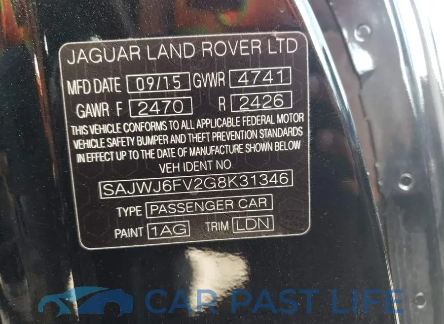 SAJWJ6FV2G8K31346# 10