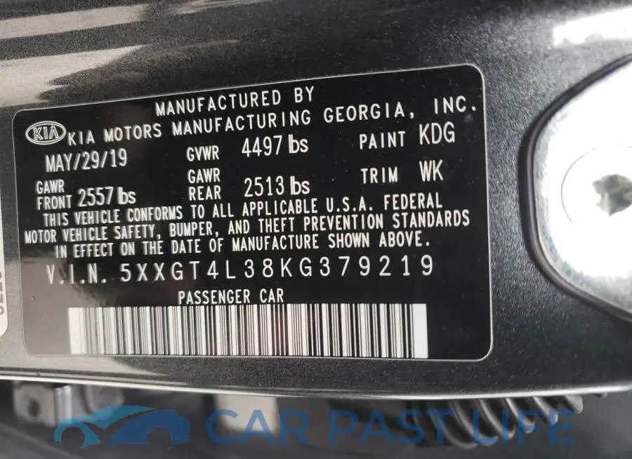 5XXGT4L38KG379219# 12