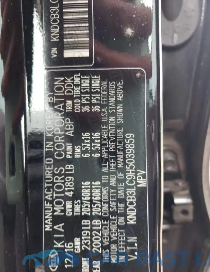 KNDCB3LC9H5039859# 12