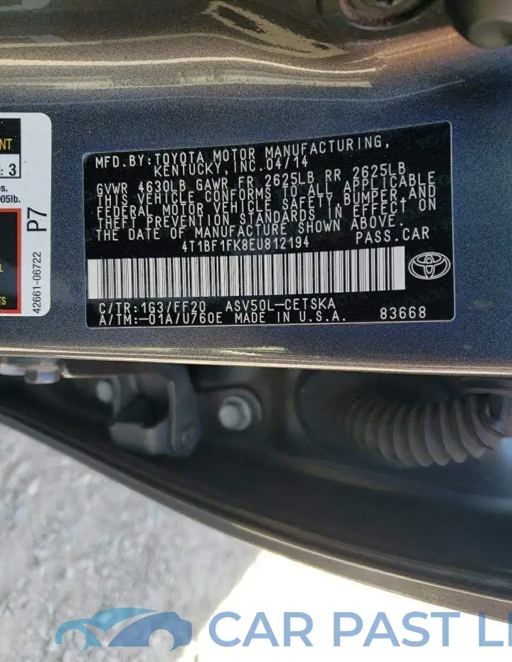 4T1BF1FK8EU812194# 12