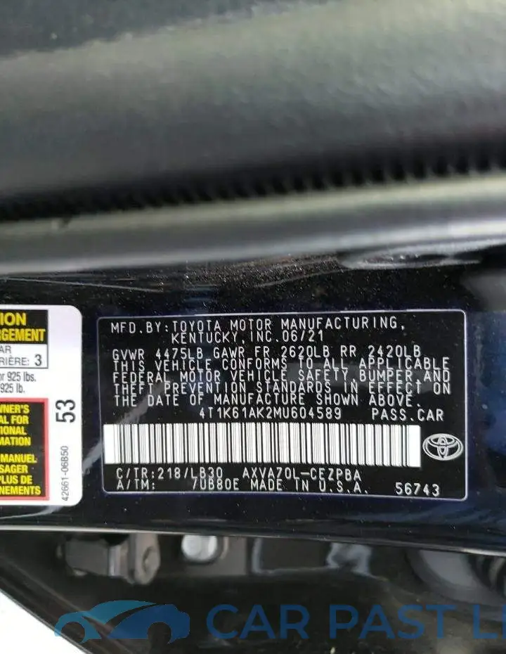 4T1K61AK2MU604589# 12