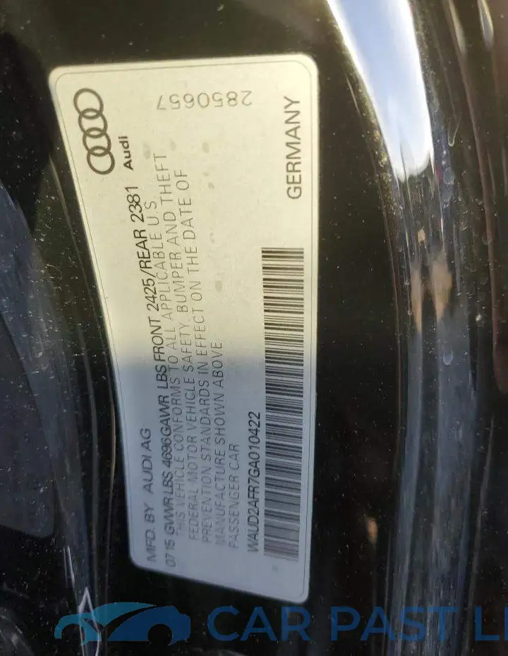 WAUD2AFR7GA010422# 10