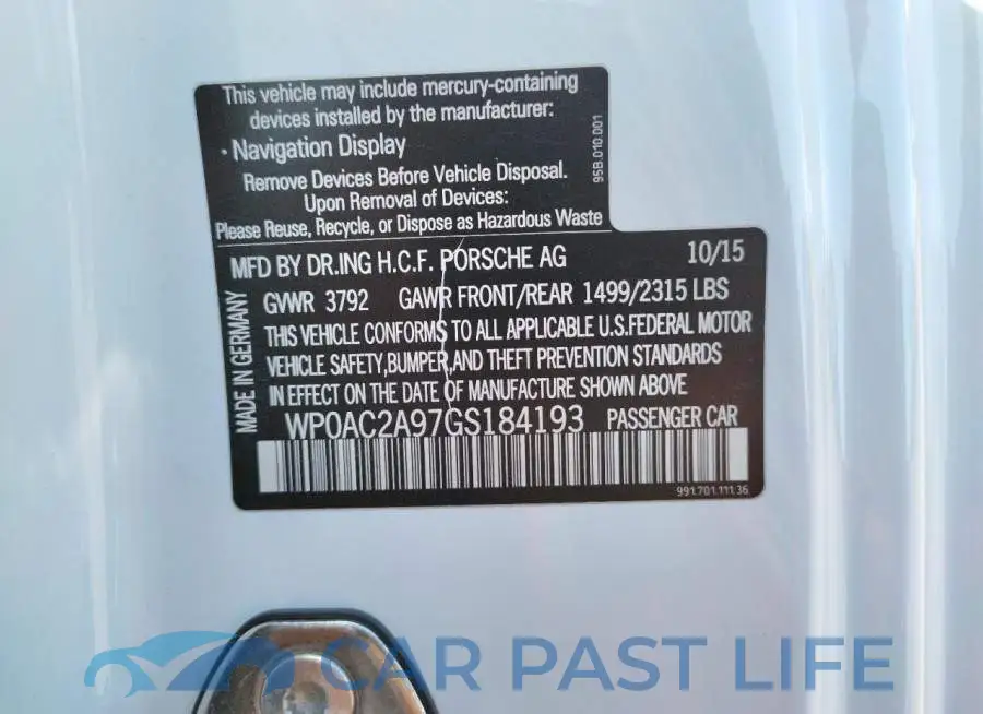 WP0AC2A97GS184193# 10