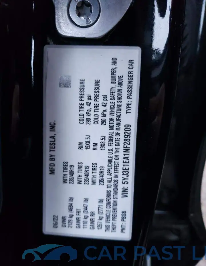 5YJ3E1EA1NF289209# 13
