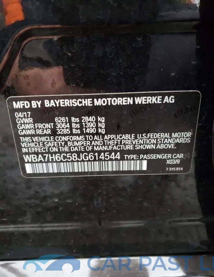 WBA7H6C58JG614544# 12