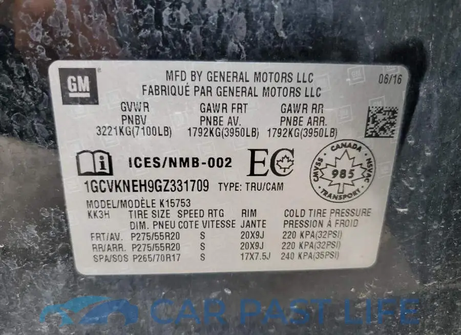 1GCVKNEH9GZ331709# 10