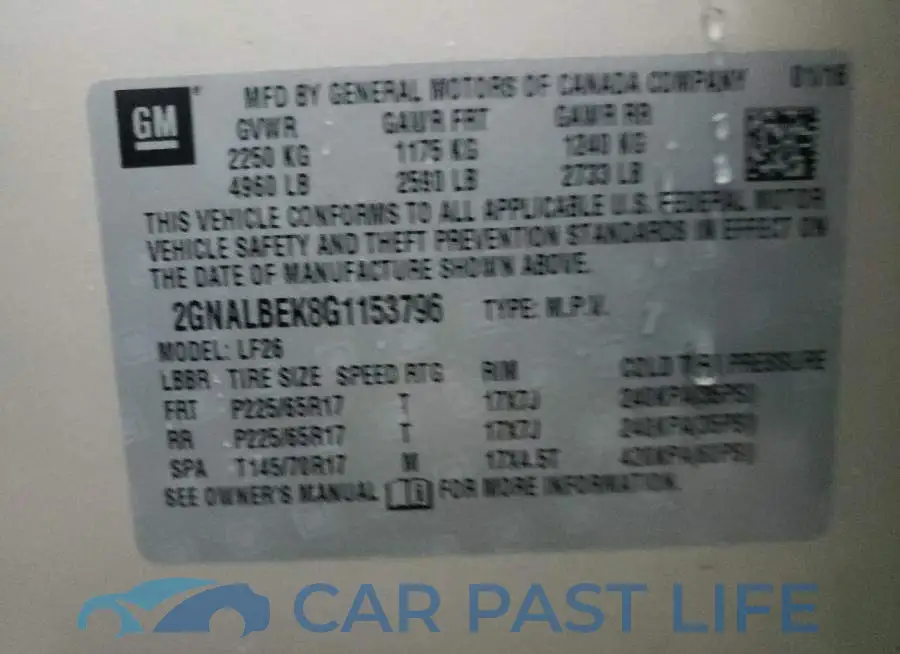 2GNALBEK8G1153796# 13