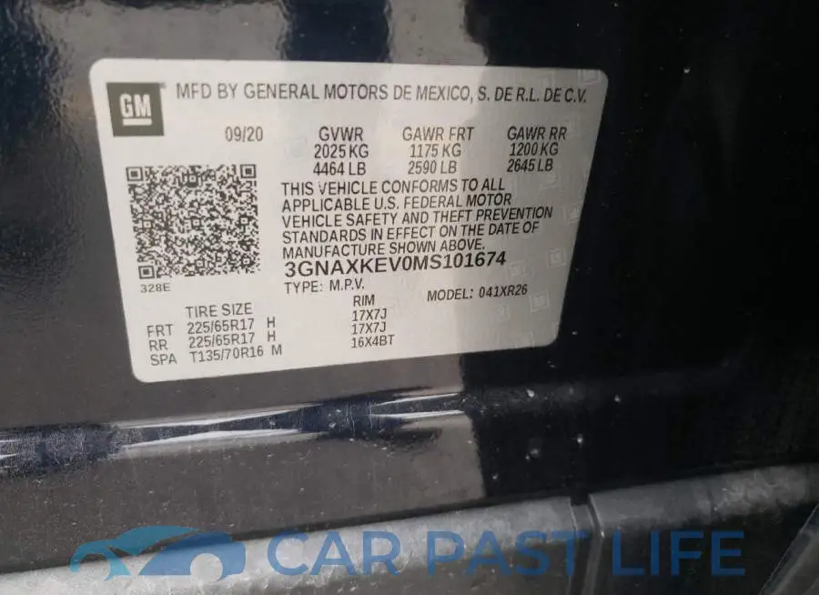 3GNAXKEV0MS101674# 14