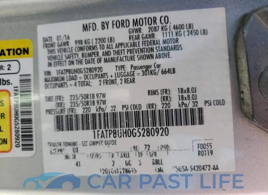 1FATP8UH0G5280920# 10