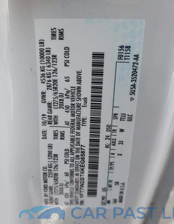 1FT7W2BT6KEG65877# 12