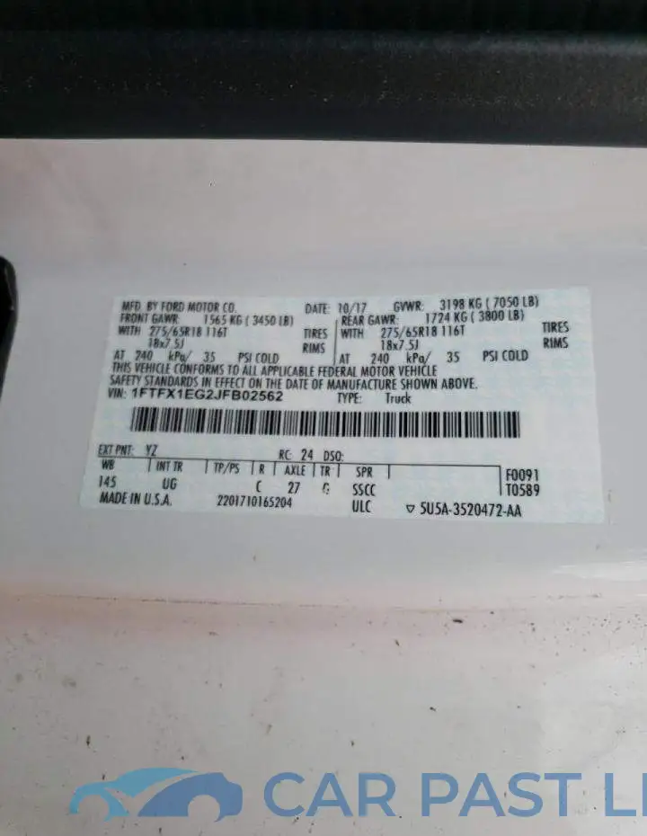 1FTFX1EG2JFB02562# 10