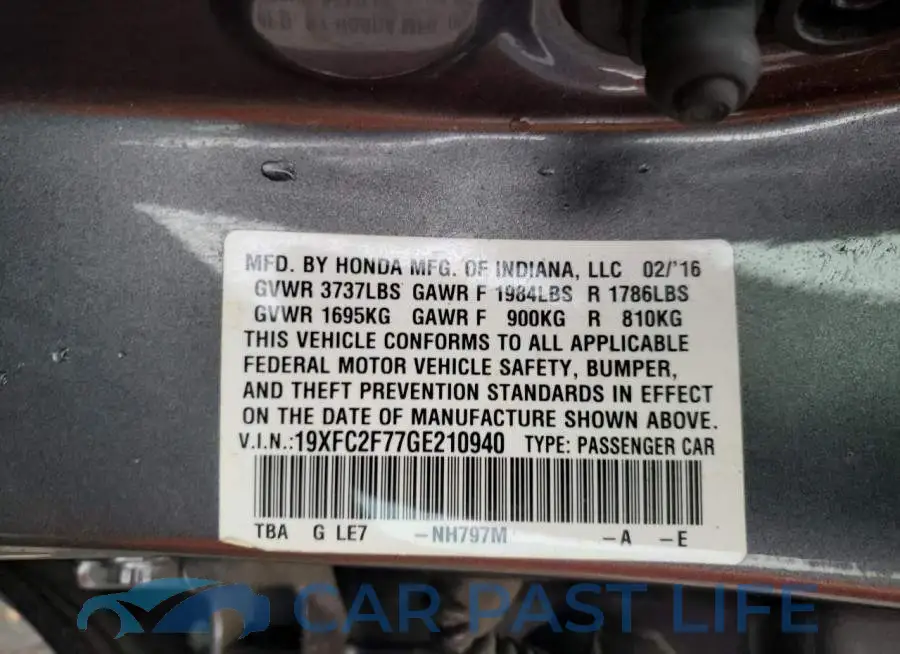 19XFC2F77GE210940# 10