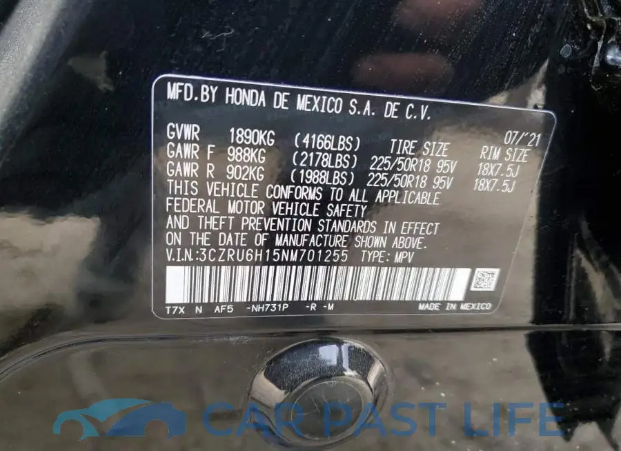 3CZRU6H15NM701255# 13