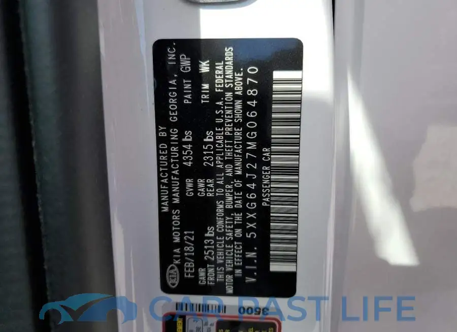 5XXG64J27MG064870# 10