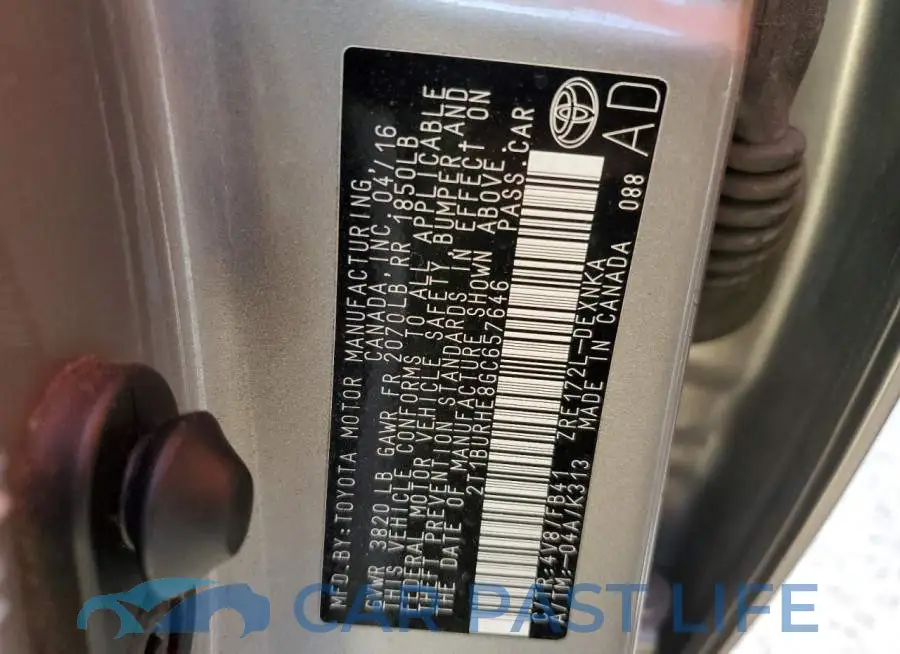 2T1BURHE8GC657646# 12