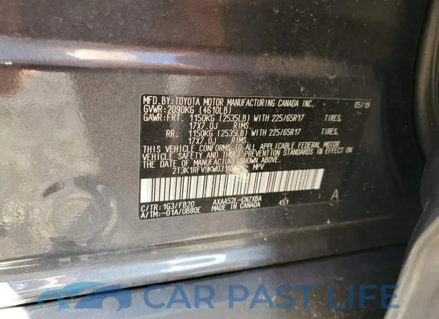 2T3K1RFV9KW031596# 10