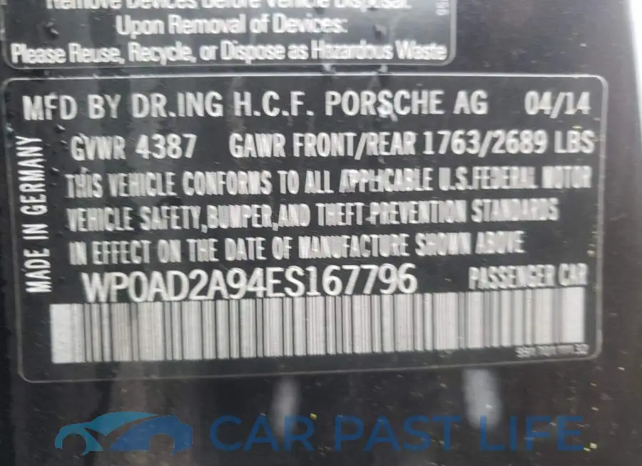 WP0AD2A94ES167796# 12