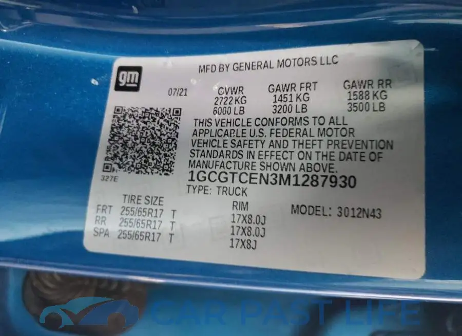 1GCGTCEN3M1287930# 12