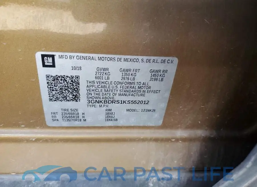 3GNKBDRS1KS552012# 10