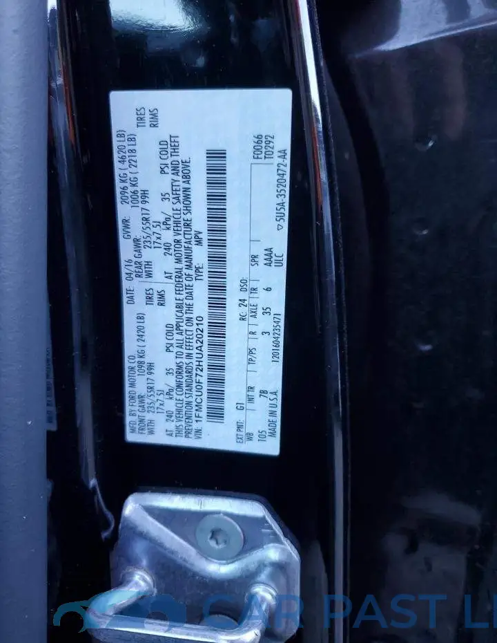 1FMCU0F72HUA20210# 13