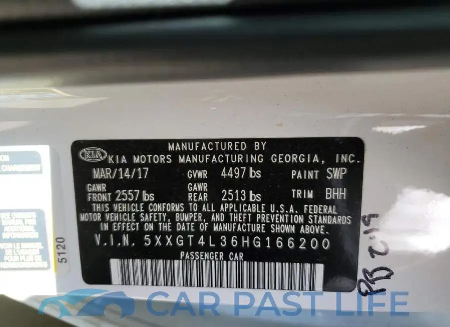 5XXGT4L36HG166200# 12