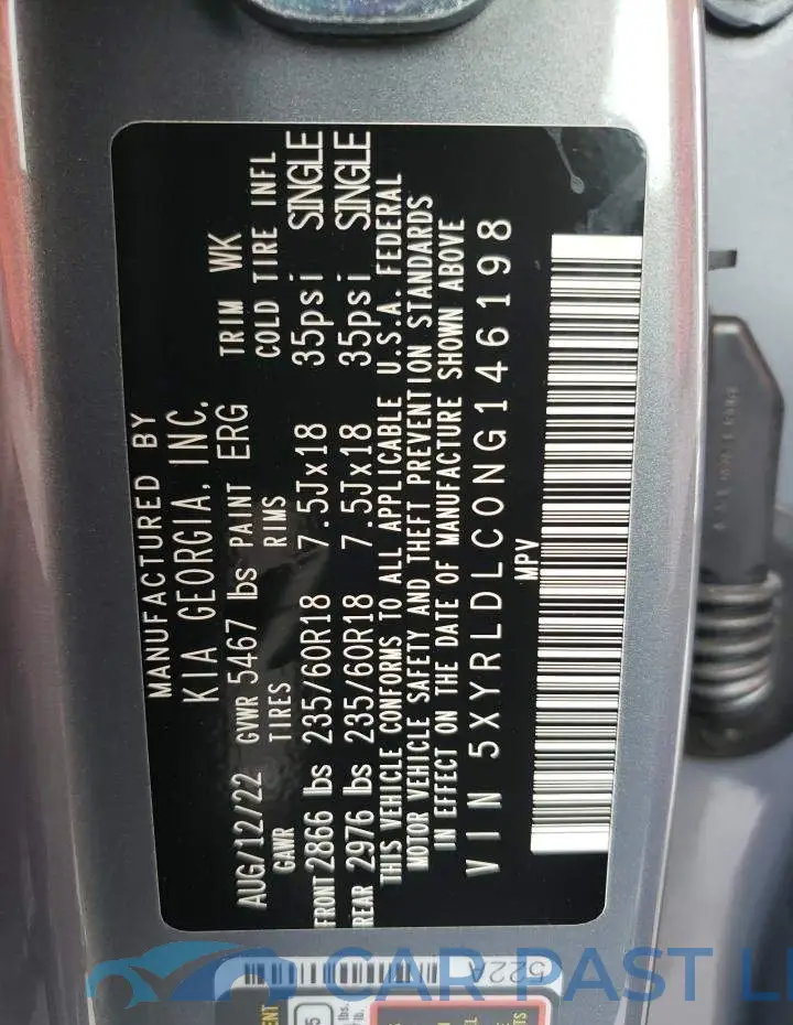 5XYRLDLC0NG146198# 13