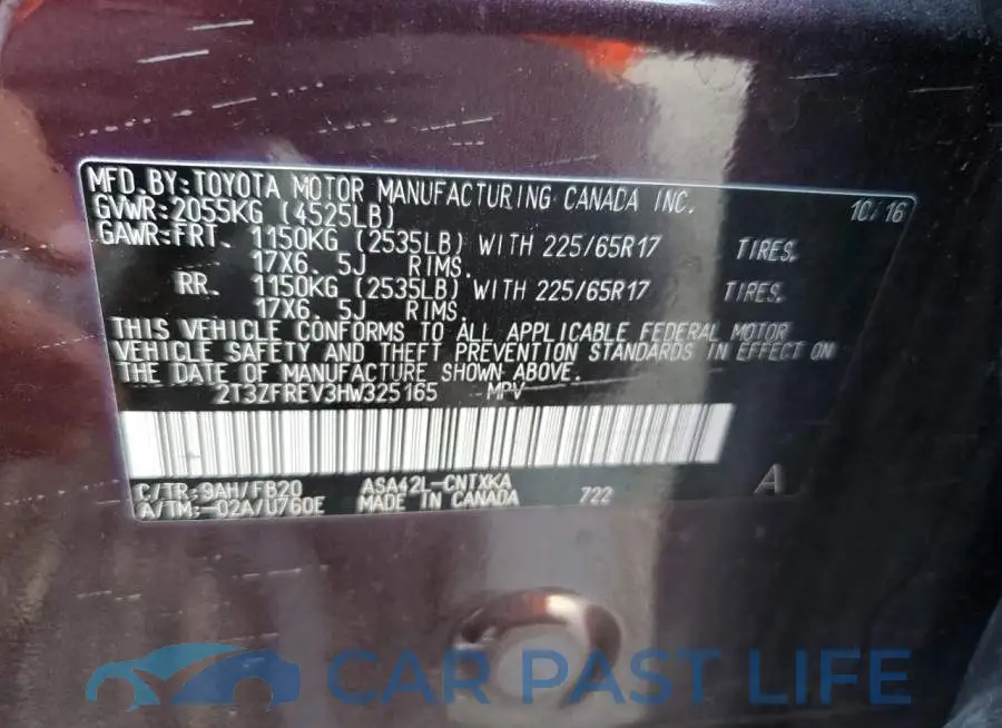 2T3ZFREV3HW325165# 10