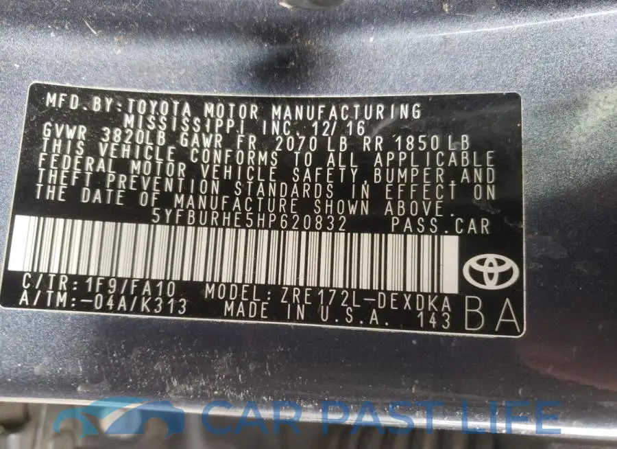 5YFBURHE5HP620832# 12