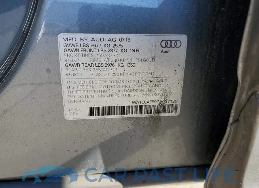 WA1CCAFP9GA037139# 10