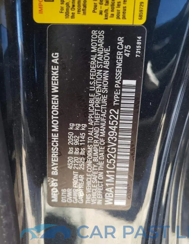 WBA1M1C52GV394522# 10