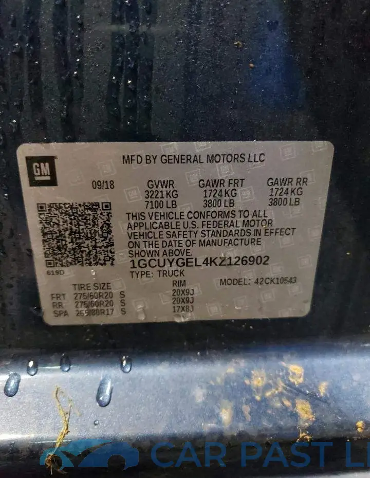 1GCUYGEL4KZ126902# 12