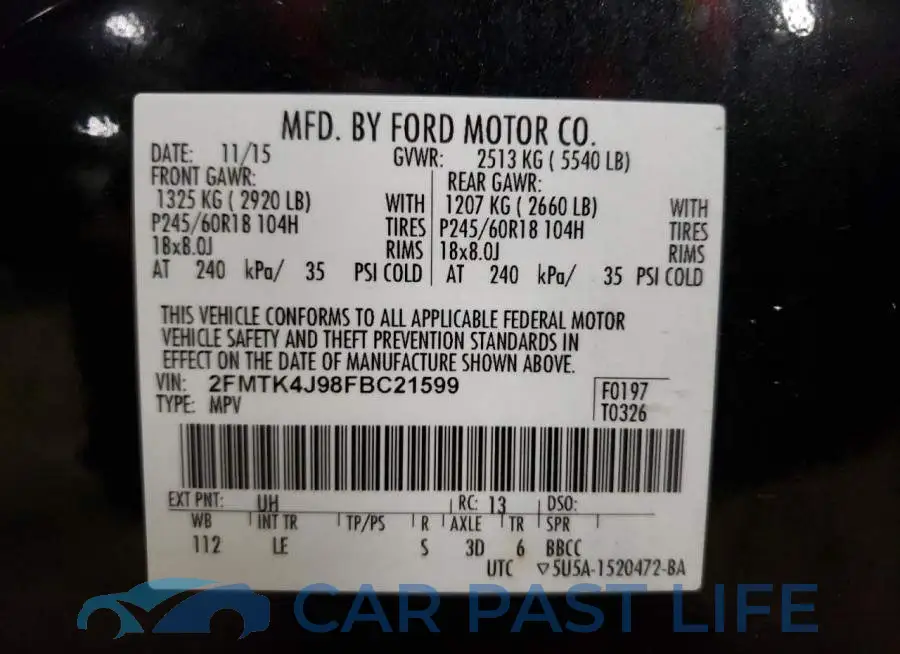 2FMTK4J98FBC21599# 13