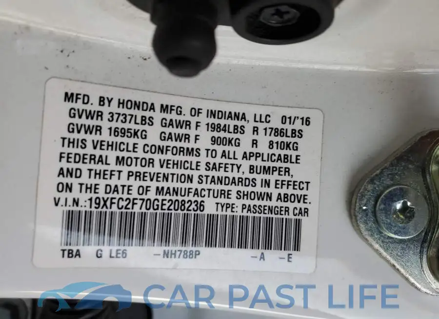 19XFC2F70GE208236# 12