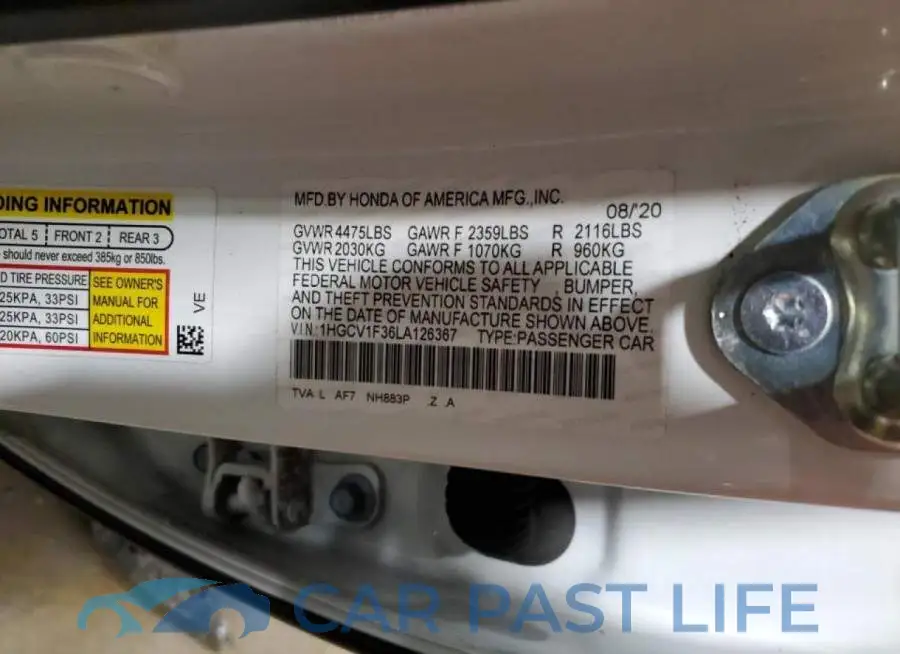 1HGCV1F36LA126367# 12
