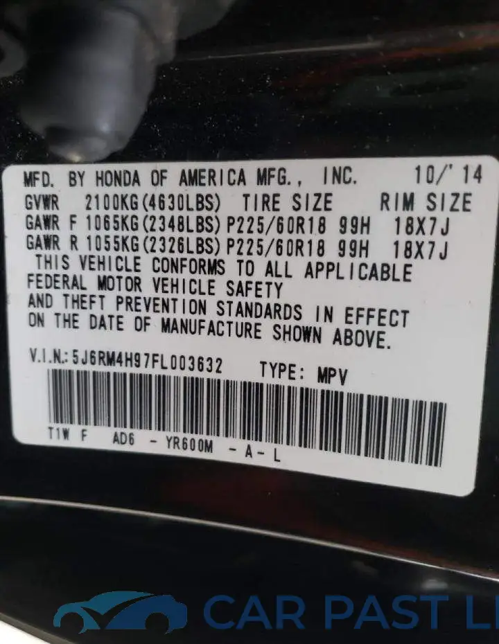 5J6RM4H97FL003632# 12