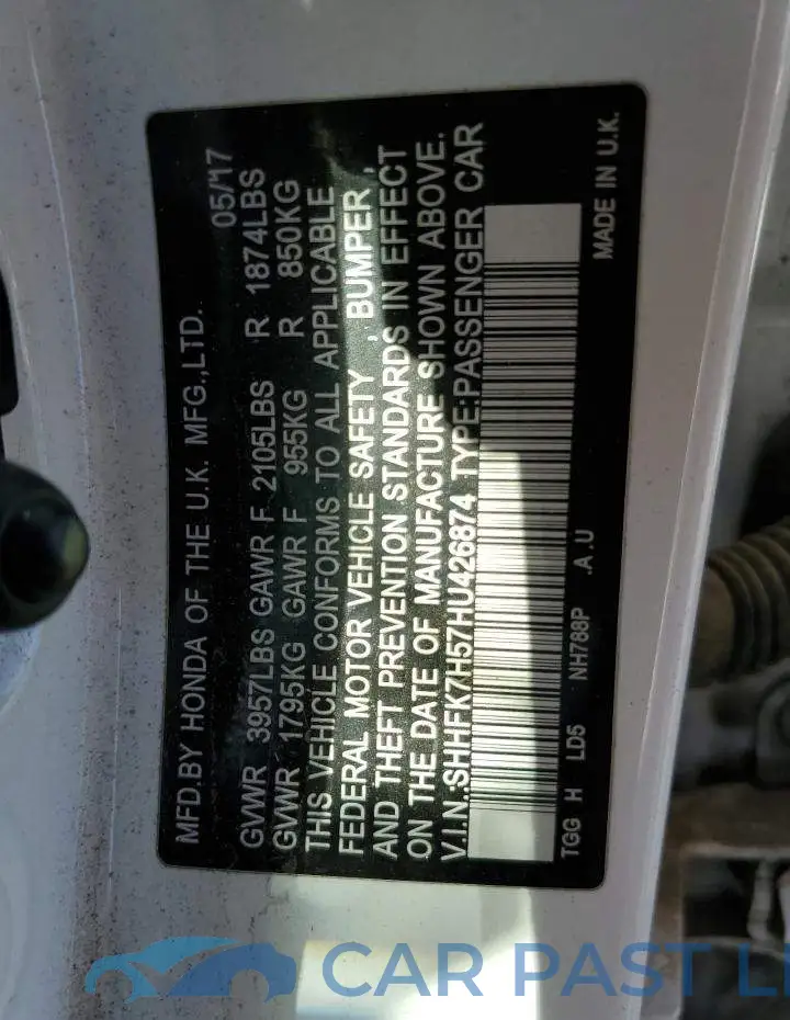 SHHFK7H57HU426874# 12