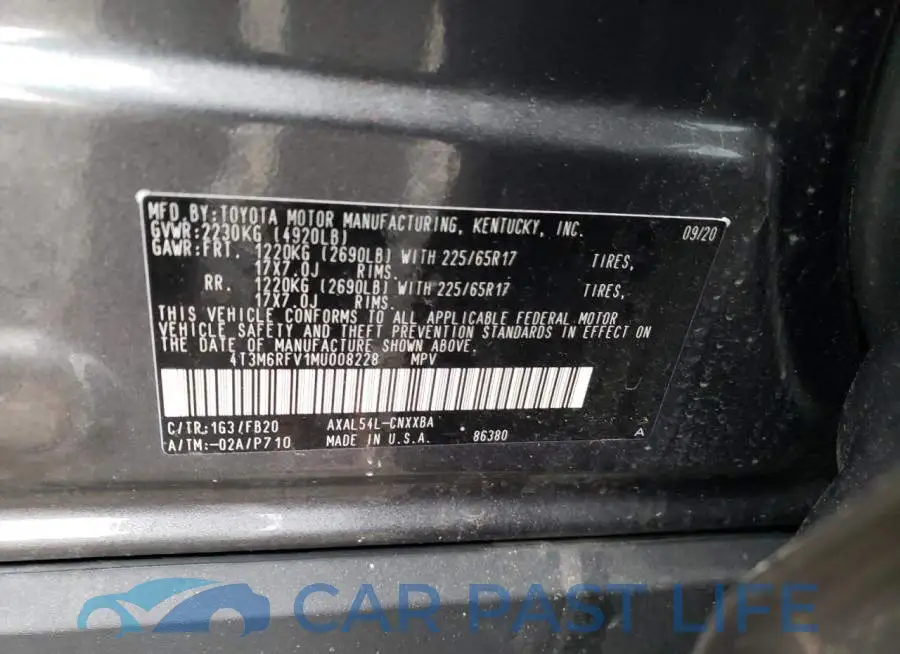4T3M6RFV1MU008228# 12